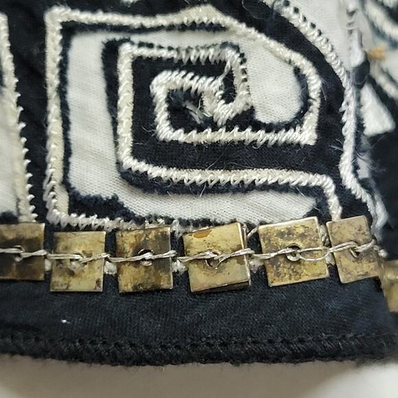 VTG Tiered Boho Skirt Beaded Applique Black & White Geometric Chico's 2 (US L) - Picture 4 of 9